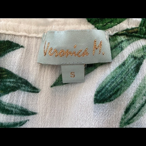 VERONICA M. Green Palm Leaves Off Shoulder Blouse Women S Small - Picture 5 of 5
